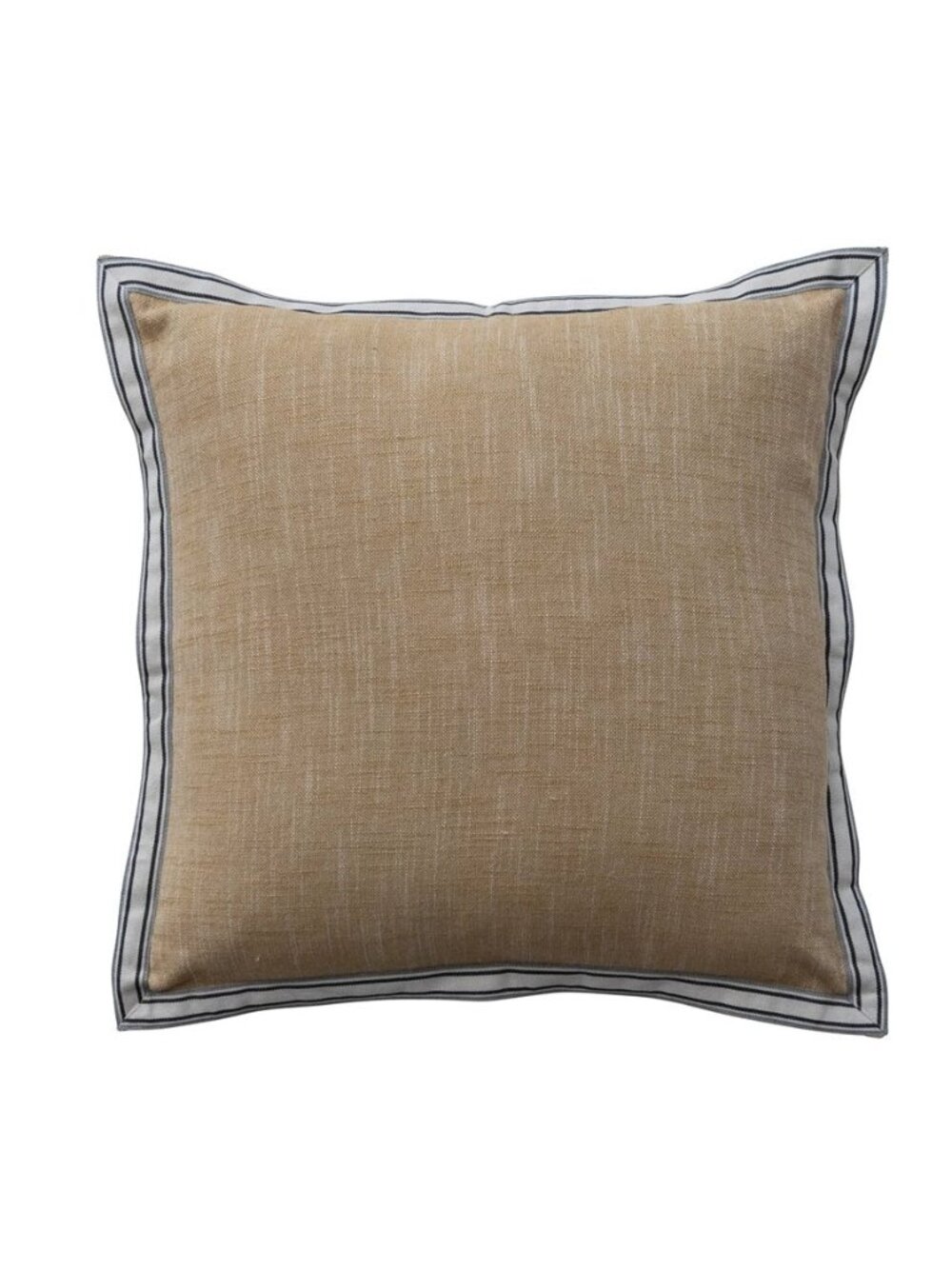 18 Inch Square Woven Cotton Pillow with Striped Flange Edge NEW Home Decor